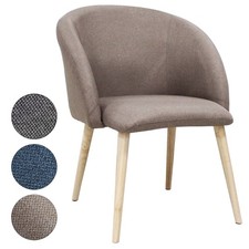 B-Ware Polsterstuhl Esszimmerstuhl Küchenstuhl Armlehne Stoffbezug rund Braun