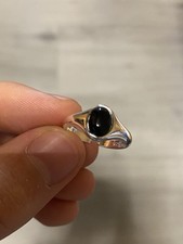 Y2k Gems Ring Vintage Schwarz 925 Sterling Silber Damen Herren