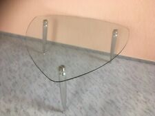 Couchtisch Glastisch Sofatisch, Chrombeine, dreieckig, 90 cm - Vintage