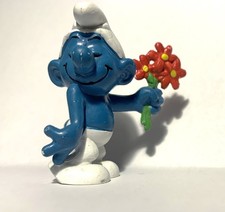 Schlumpf mit Blumenstrauß  - Der Schüchterne - Sehr guter Zustand