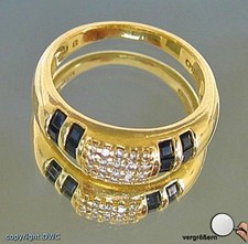 Ring mit Diamant Brillant Saphir Brillanten Safir in 18 Kt 750 er Gold 53 