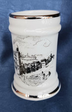 Mini , Porzellan Bierkrug mit Silberrand , Hamburg , gebraucht , sehr gut 