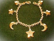Bettelarmband Herz Mond Sterne neu ungetragen 14 Gramm reines Gelbgold 750 18kt