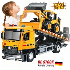 Abschleppwagen LKW Kinder Spielzeug Schwungrad Fahrzeug 2-in-1 Lader und Bagger