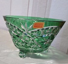  Bleikristall Vase Überfangglas geschliffen  grün