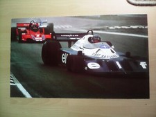 Poster Tyrrell-Ford, John Watson, Brabham-Alfa Romeo. 48 cm x 28 cm