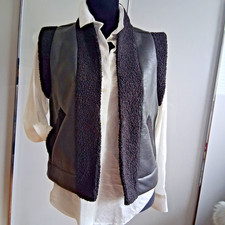 Wunderschöne Weste Teddy Kunstleder schwarz * Gr. 36 / 38 * von OPUS *NEU