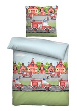 biberna Kinder Feinbiber- Bettwäsche Feuerwehr  135x200cm 100% Baumwolle
