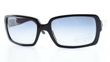 BVLGARI Sonnenbrille 838 501/11 Deluxe Rectangle Black Gold Silver M Blue Lens 