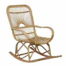 großer Schaukelstuhl aus Rattan inkl. Sitzkissen