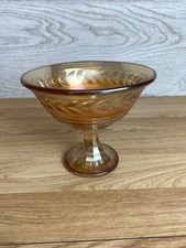 Schöne orange Glas Standschale 5,5" quer Blattmuster 