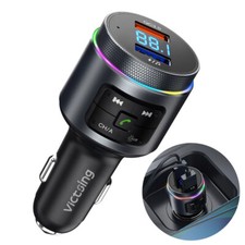 Bluetooth Kfz FM Transmitter, Autoadapter QC 3.0, Car Kit mit 2*USB Ladegerät
