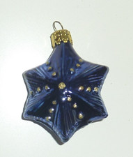 Christborn Stern Blau Gold mundbeblasen Gold Glitzer H 7 cm Handarbeit Weihnacht