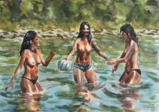 ORIGINAL Akt Aquarell A3