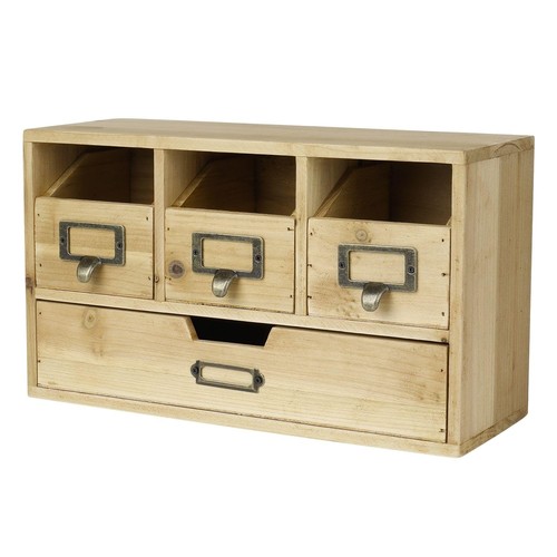 Wooden desk organiser - wooden, drawer