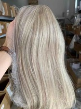 Highlight  Brown Platinblond 13x4 Lace Front Echthaar Perücke für Damen