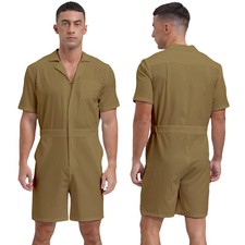 DE Herren Overalls Jumpsuit Kurzarm Arbeitsoverall Schutzanzug Overall Playsuit