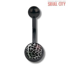 BLACK SNOW LEOPARD NAVELSTUD -