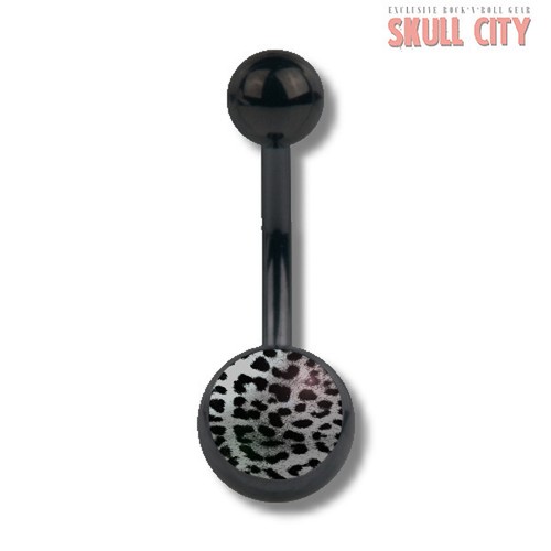 Black snow leopard navelstud - black,