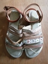 Kiss Angel Sandalen Riemchen Größe 40 Damen Flach Schick Steinchen Sandalette 