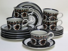 SET: 6 (!) Kaffeegedecke ARABIA Finland "RIIKKA" 70er DESIGN Kaffeetassen Teller