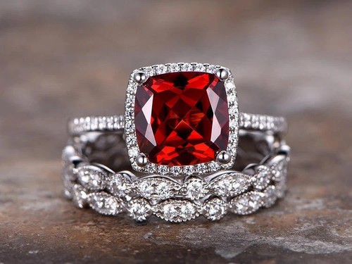 3ct moissanit roter granat - 3ct.,