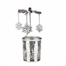 Glas Karussell Windlicht Weihnachtsmarkt, silber Teelichthalter Mini Pyramide