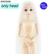 Weiß lange gerade Haar mit blauen Augen Köpfe für 1/6 BJD Puppe für 11.5" Puppen