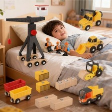 Baustellenfahrzeuge Kinder Kran Spielzeug mit Turmkran Bagger Kranwagen