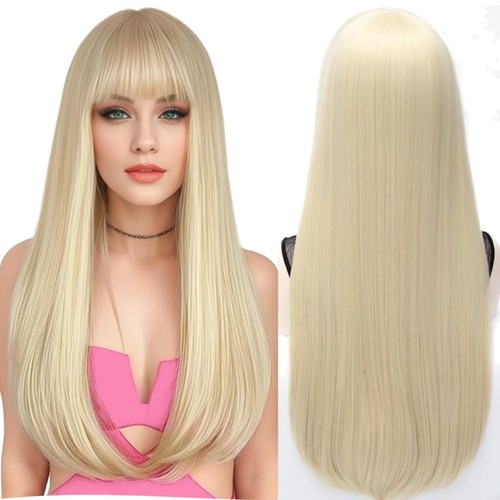 Perücke blond lang gerade - lang,