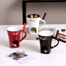 Schokoladenfondue-Becher mit Gabel – Premium-Kaffeetasse für Dessert & Dip