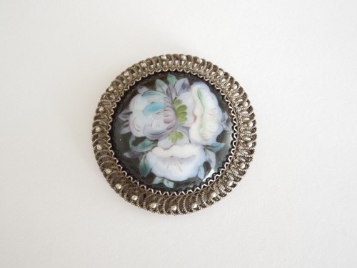 Vintage brosche blumenmalerei - vintage,