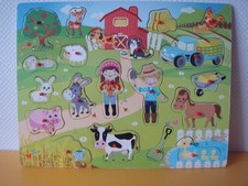 TIER HOLZ STECKPUZZLE KINDER Holzspielzeug Motiv Bauernhof