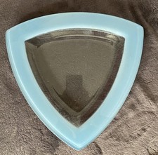 Moderne Glasschale mit blauem Rand - Dreieckig 30x30x2cm