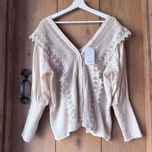 Zara ecru häkel bluse - ecru,