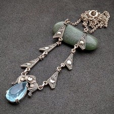 Art Deco Collier 830 Silber Markasit alt antik c. 1920