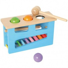 Klopfbank mit Holzhammer + 3