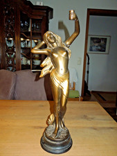 Klassisch Jugendstil Damen Skulptur bronzefarben Material ? H 46,5 cm auf Sockel