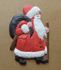 alt großer Dresdner Pappe / Weihnachtsmann Nikolaus Sack Stock / H: ca.32cm