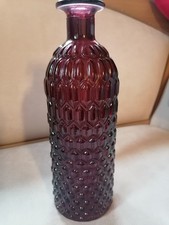 Blumenvase - transparent - weinrot gefärbtes Glas - Flaschenform - 25,5 cm hoch
