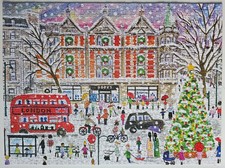 Galison Puzzle "Christmas in London", 1000 Teile, einmal gelegt, natürlich kompl