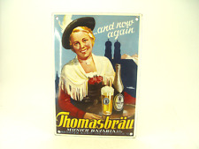 Emailschild - Metall Werbeschild -  Thomasbräu München - 25 x 17  cm