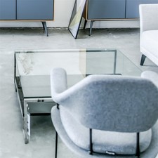 B Ware / Glasplatte Tischplatte 90x90cm Schwarz ESG Sicherheitsglas Scheibe 2