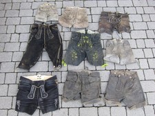 9 alte Lederhosen mit Alterspatina aus einem Bauernhof zum Herrichten