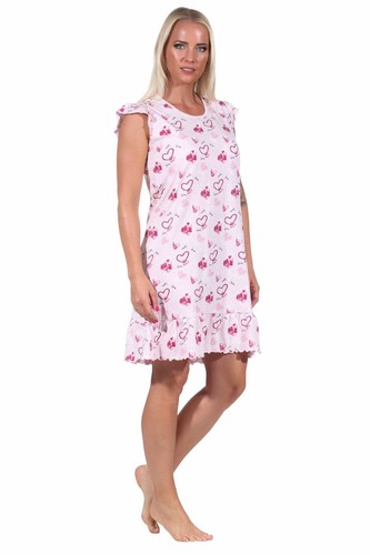 Damen kurznachthemd rundhals - damen, kurznachthemd,
