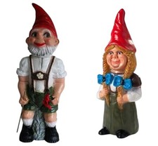 Große Gartenzwerge Zwergenfrau H 75 cm mit Bayer Seppel Figur Zwerg H 80 cm