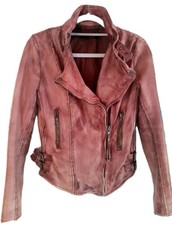 Vintage Muubaa-Lederjacke, Bikerstil, Used-Look, Washed Färbung, Rar, Echtleder