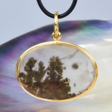 Anhänger Moss Achat Cabochon