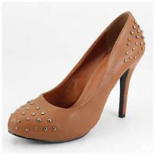 Plateaupumps Gr. 41 High Heels Pumps braun mit Nietenoptik (#2298)