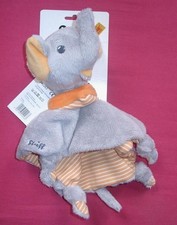 Steiff Schmusetuch Elefant grau orange Knopf Fahne 240263 NEU